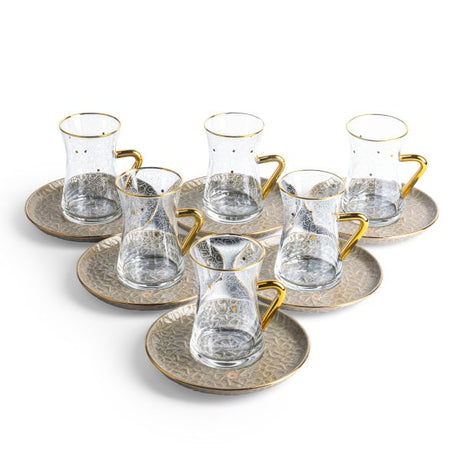 Crown - Tea Set (12-Pc)- Grey & Gold