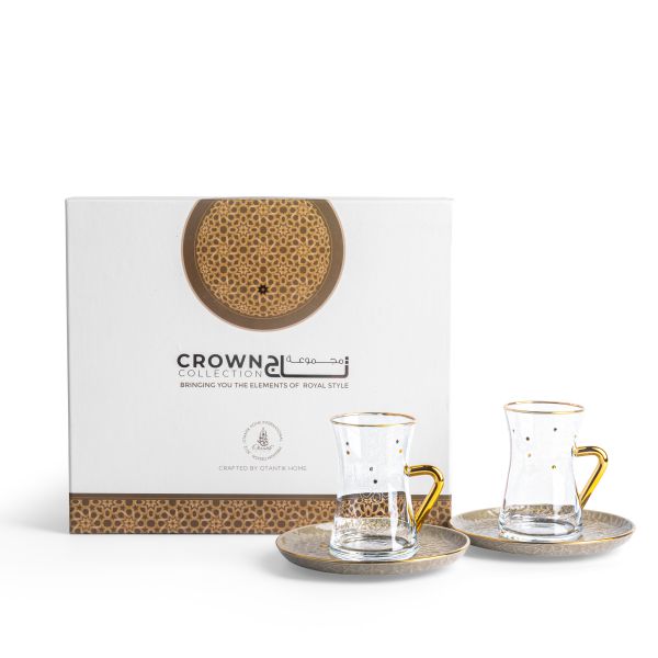 Crown - Tea Set (12-Pc)- Grey & Gold