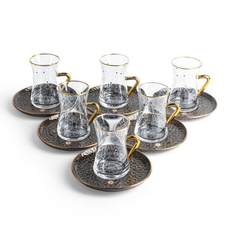 Crown - Tea Set (12-Pc)- Black & Gold