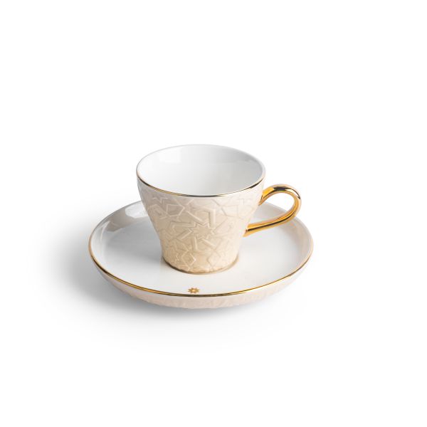 Crown - Cappuccino Cups (12-Pc)- Ivory & Gold