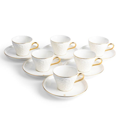 Corona - Tazas para capuchino (12 piezas) - Blanco y dorado