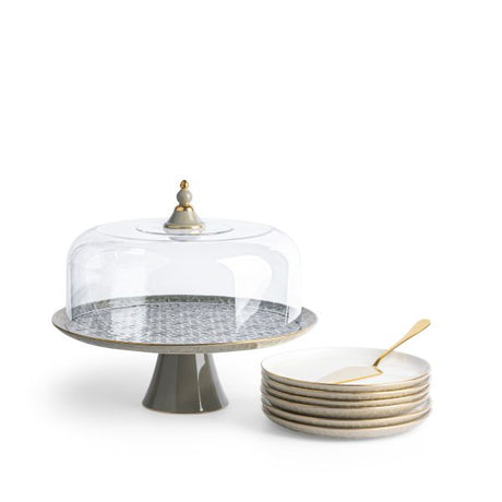 Crown - Cake Set (9-Pc)- Grey & Gold