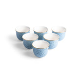 Crown - Arabic Coffee Cups (6-Pc)- Baby Blue & Gold