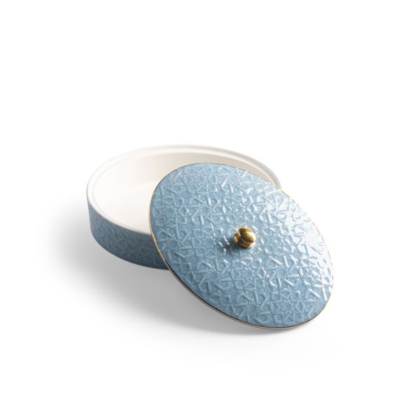 Crown - Medium Date Bowl - Baby Blue & Gold