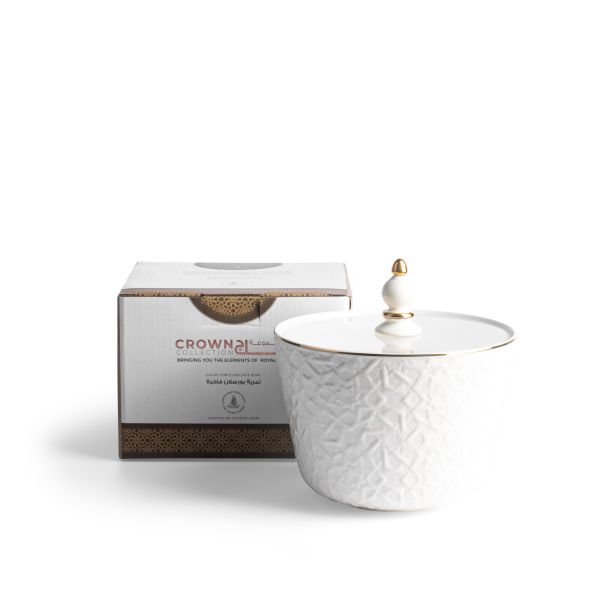 Crown - Medium Date Bowl - White & Gold