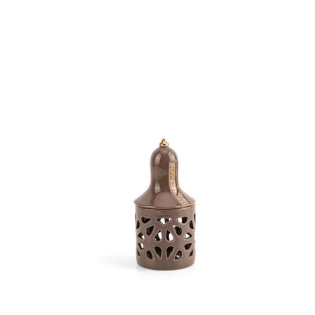 Luxury Noor - Small Lantern Candle Holder - Brown & Gold