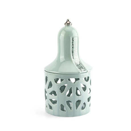 Nour - Large Lantern Candle Holder - Blue & Silver