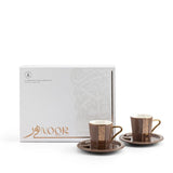 Luxury Noor - Juego de café capuchino (12 piezas) - Marrón y dorado