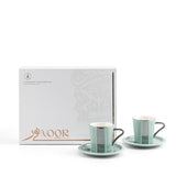 Luxury Noor - Cappuccino Coffee Set (12-Pc) - Blue & Silver