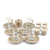 Luxury Noor - Tea Set (19-Pc) - Beige & Gold