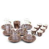 Luxury Noor - Tea Set (19-Pc) - Brown & Gold