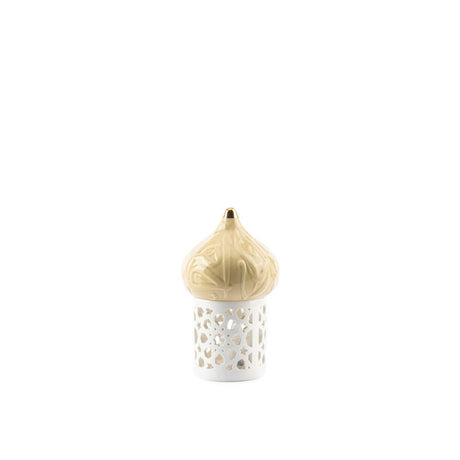 Diwan - Small Lantern Candle Holder - Ivory & Gold