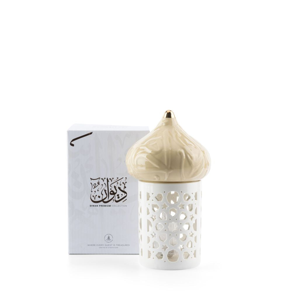 Diwan - Medium Lantern Candle Holder - Ivory & Gold