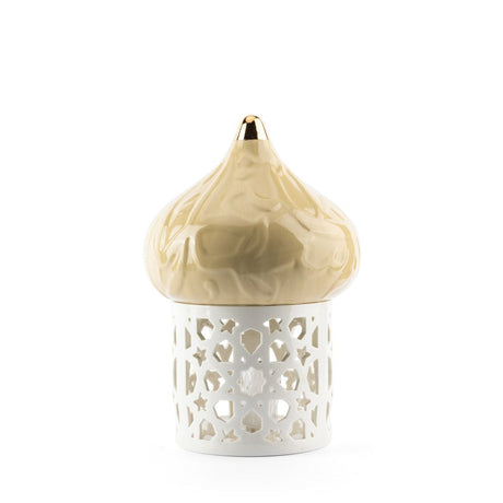 Diwan - Large Lantern Candle Holder - Ivory & Gold