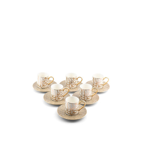 Diwan - Trukish Coffee Cups (12-Pc) -  Coffee & Gold