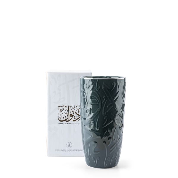 Luxury Diwan - Large Decorative Vase  - Dark Blue & Silver