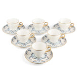 Classy Harir - Esspresso /Turkish Coffee Cups, (12-Pc)- Blue & Gold