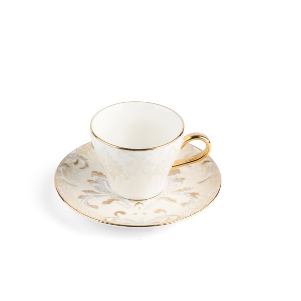 Classy Harir - Tazas de café espresso/turco, (12 piezas) - Beige y dorado