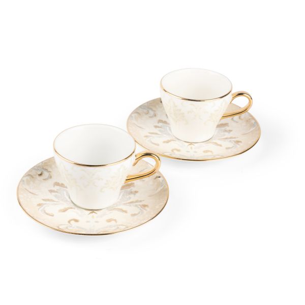 Classy Harir - Esspresso /Turkish Coffee Cups, (4-Pc)- Beige & Gold