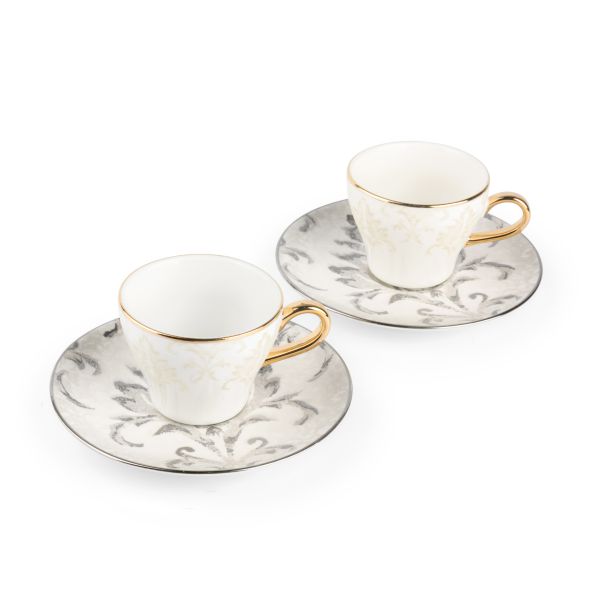 Classy Harir - Tazas de café espresso/turco, (4 piezas) - Gris y plateado