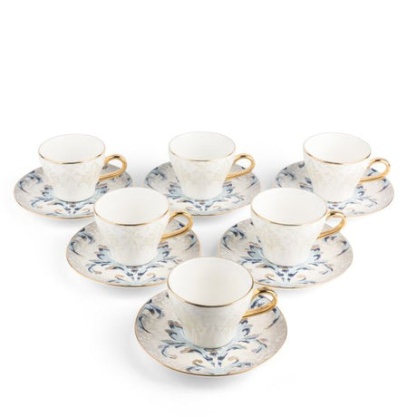 Classy Harir - Cappuccino Cups, (12-Pc)- Blue & Gold