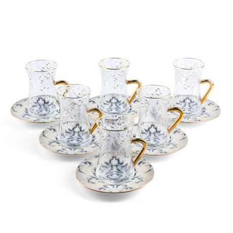 Classy Harir - Tea Set (12-Pc) - Blue & Gold