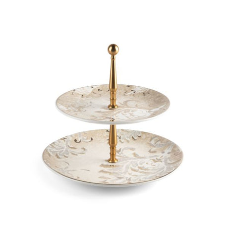 Classy Harir - 2-Tier Plate (7.5+10) -Beige & Gold