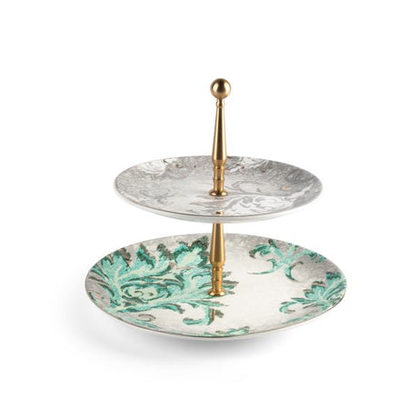 Classy Harir - 2-Tier Plate (7.5+10) -Green & Gold