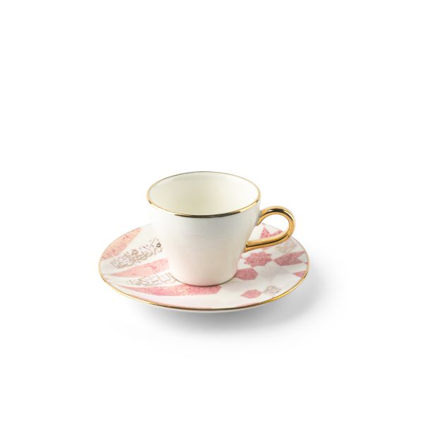 Amal - Tazas de café expreso/turco, (12 piezas) - Rosa y dorado