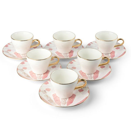 Amal - Tazas de capuchino, (12 piezas) - Rosa y dorado