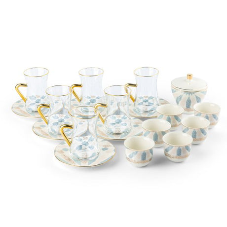 Amal - Tea Set (19-Pc) - Blue & Gold