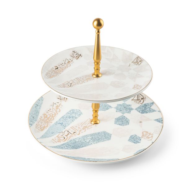 Amal - 2-Tier Plate (7.5+10) -Blue & Gold