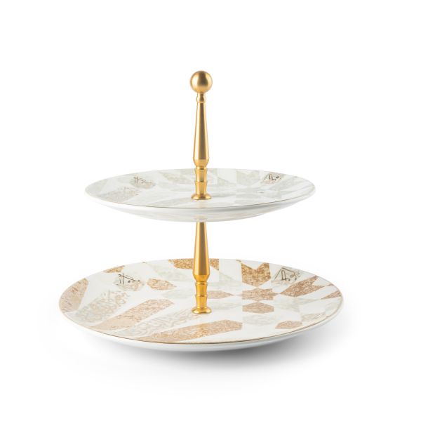 Amal - 2-Tier Plate (7.5+10) -Beige & Gold