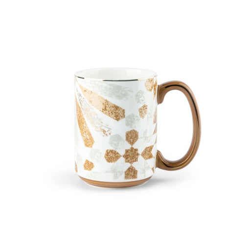 Amal - Single Single Coffee Mug (350 ml)- Beige & Gold