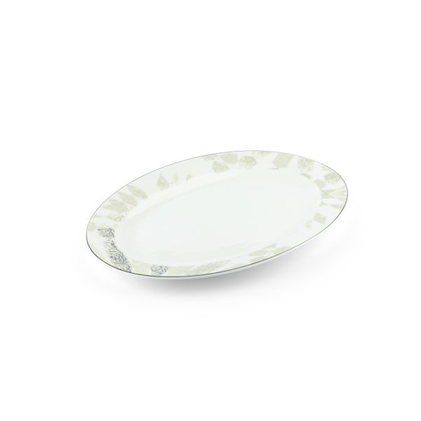 Amal - Single 12 Dinner Platter - Grey & Silver