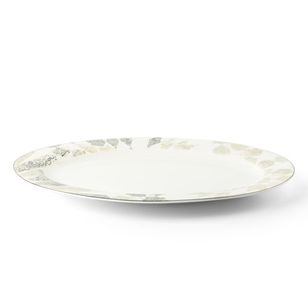 Amal - Single 14 Dinner Platter - Grey & Silver