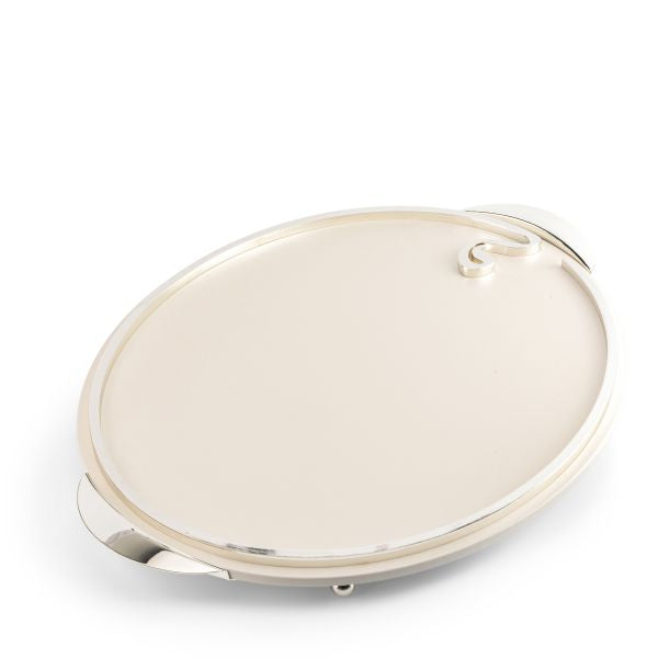 Nour - Serving Tray  - White & Silver