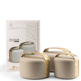 Noor - Food Thermos/ Warm Serv (Set of 3)- Beige & Gold