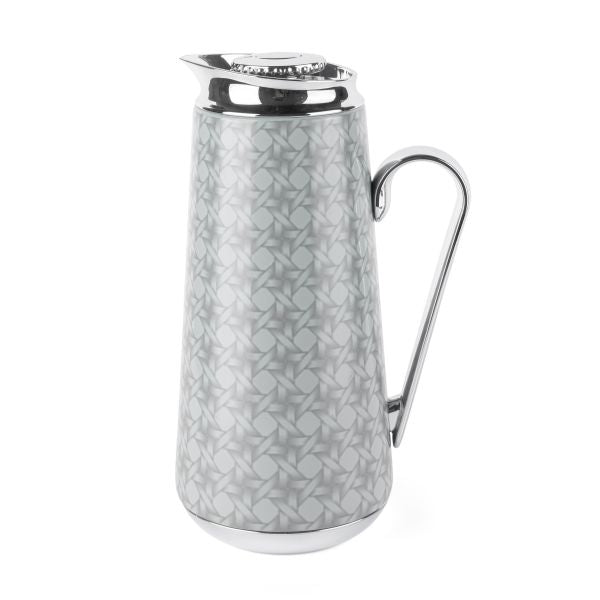 Rattan- Vacuum Flask- Grey & Silver